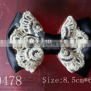 CF0478 Fashion wholesale boutique black grosgrain lace baby hair bows