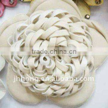 2015 New Fashion Leather Hair Flower/beige