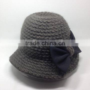 Fleece Crocheted Knit / Knitted Cap With Bowknot photo-2
