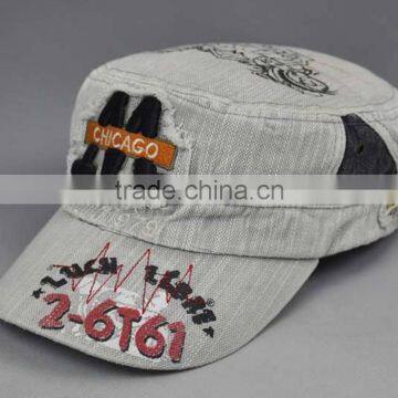 Sublimation Military Hats Caps With Embroidery Patch Distressed Denim Caps