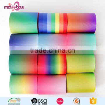 Custom size double face rainbow thermal transfer grosgrain ribbon for gift box