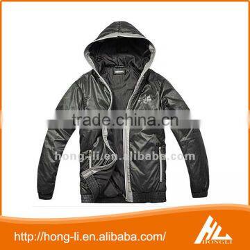 Winter men's short thick padding bomber black down jacket wholesale