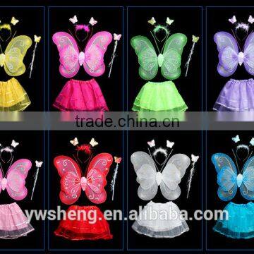 2017hot Selling Nylon Colorful Fairy Wings Wholesale Double Layers 4 Pieces Tutu Set Butterfly Wings photo-2