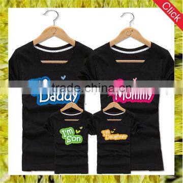 Custom made funny printed 100% cotton parent-child t shirts short sleeve family matching tee shirts