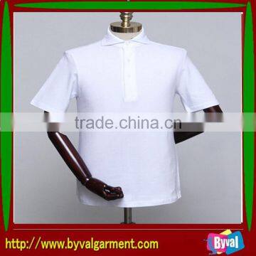 OEM 100% Cotton White High Neck Casual Clothing Short Sleeve Polo Neck Plain Shirt for Man photo-3