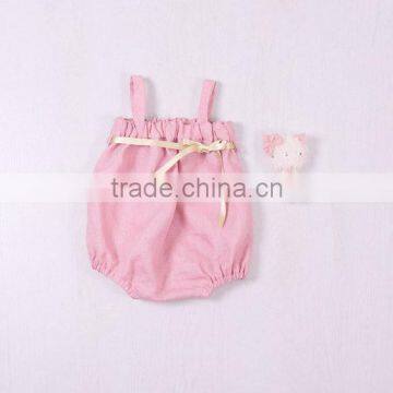 Handmade Summer Newborn Baby Clothes Linen Girl Baby Playsuit Pink Toddler Bubble Romper photo-2