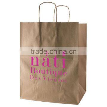 USA Made Natural Kraft Shopping Bag - dimensions are 12" x 9" x 15.8" and comes with your logo.