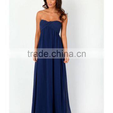 100% Polyester Fully Lined Maxi Dress Women Sweetheart Neckline Detail Chiffon Dress 2016