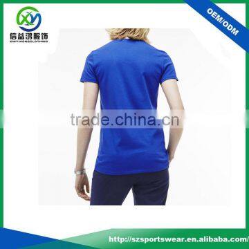 Popular Design Ladies Blue Color 95 Cotton /5 Elastane T-shirt With Deep v Neck t Shirts photo-3