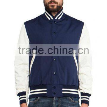 CVC Preppy Style Ribbed Collar and Hem Srtipe Hoodies/Sweatshirt With Front Snap Button