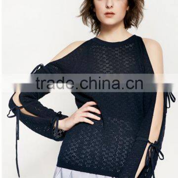 Woman New Stylish Long Hollow Out Sleeve Design High Quality Custom Sweaters for Autumn photo-2