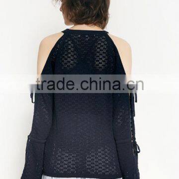 Woman New Stylish Long Hollow Out Sleeve Design High Quality Custom Sweaters for Autumn photo-4