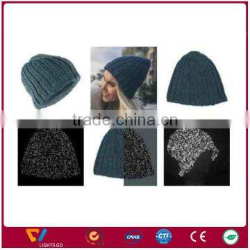 China new arrival fashion knit winter refectlive yarn beanie hats for outdoor for safety