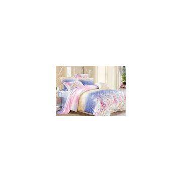 Warm Floral  Pattern Lyocell Bedding Sets Green Printed  , Comfort And Cool