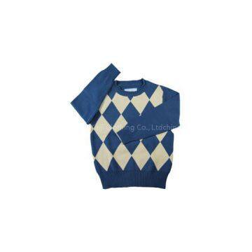 2016 fall winter boy\'s jacquard argyle pullover sweater curl collar knitwear