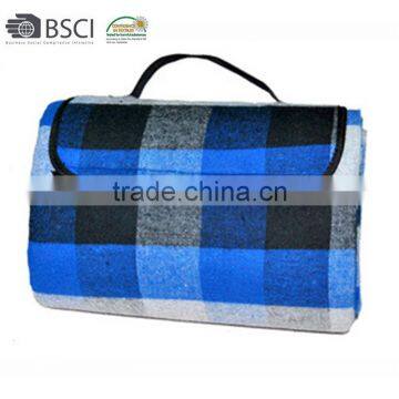 promotional plaid printed picnic polar fleece blanket