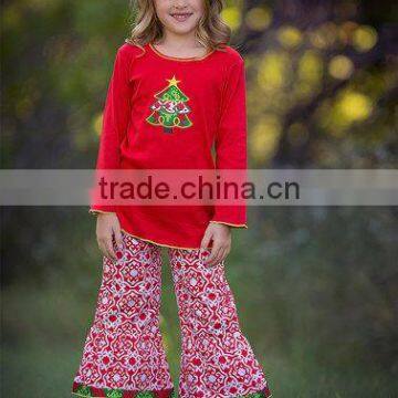 top selling christmas trees embroidery cotton girls wholesale wear