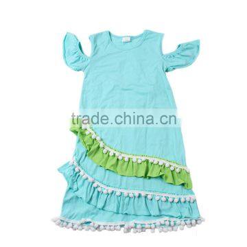 wholesale casual dress designs flutter sleeve light blue infant baby one piece baby dress