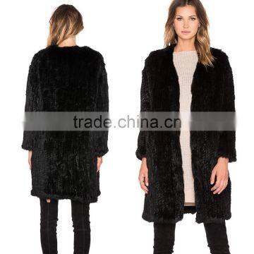 SJ430-01 Long Sleeve Ladies Luxury Rabbit Fur Jacket Long Length Suit Style Women Jacket