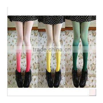 Japanese Nude Girls Rainbow Gradients Model Winter Warm Velvet Fashion Women Tights