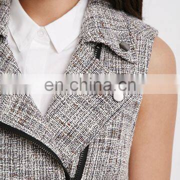 New Arrival Ladies Office Wear Clothing Off-center Zippered Front Women Vest