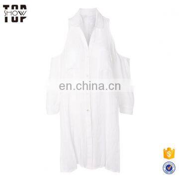 Chinese Supplier Cold Shoulder White Shirt Swimwear Woman photo-2