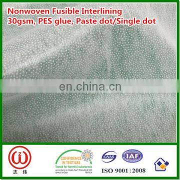 30gsm Paste Dot Single Dot Pes Glue Non Woven Fusible Interlining