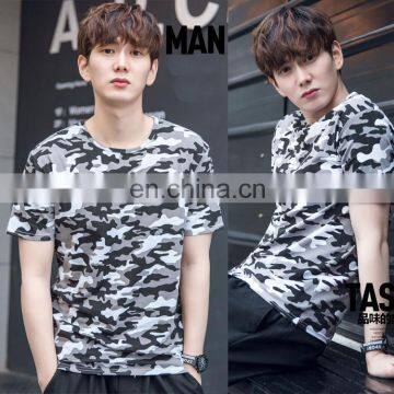 2017 Young Fashion O Neck Men Clothing Short Sleeve Camouflage Printed Casual Tee Shirt