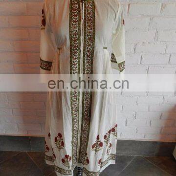 Indian Block Printed Cotton Dress Loose Hippie Maxi Dress Abaya Kaftan From Wholesaler