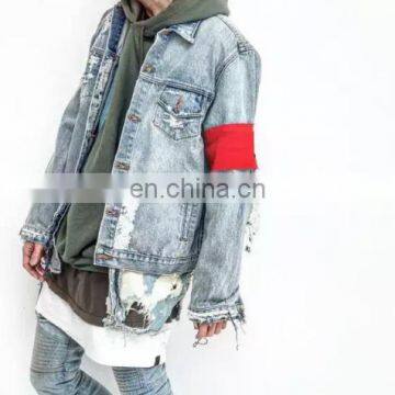 wholesale distressed denim jackets -VINTAGE blue denim bomber jacket for men\light blue denim jacket\Men's