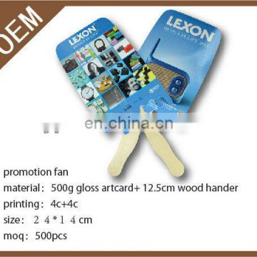 2013 new die cut wood handle paper fan