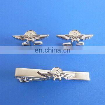 Custom Logo Metal Set Gifts Tie Pin Clip and Cufflinks