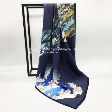 100%Silk Feeling Digital Printing Custom Silk Scarf