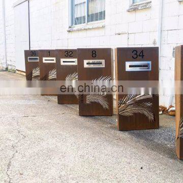 corten steel Modern Large Rustic Pillar Letterbox