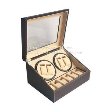 Classic Promotional 4+6 Automatic Dual Leather Watch Winder Box With Custom Logo photo-4