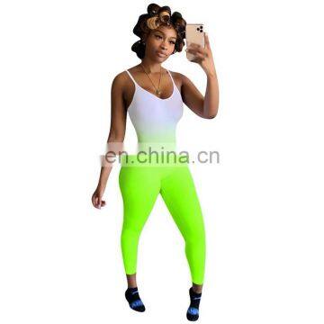 Hot Fashion Women Trendy Wholesale Boutique Gradient Slip Bodycon Sexy Nightclub Skinny Jumpsuits Rompers photo-6