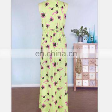 2019 Mommy and me Clothing Knit Cotton Little Girls Green Floral Printed Baby Summer Dresses photo-4