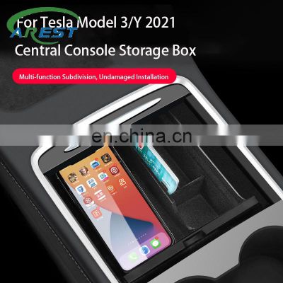 Central Console Stowing Box Anti-slip Flocking Organizer Car Interior Accessories Storage Box for Tesla Model 3/Y 2021 Dropship