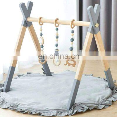 Baby Newborn Gift Gym Wooden Infant Activity Gym With Mat Baby Play Gym photo-2