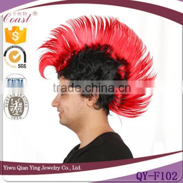 short red highlights custom soccer sports fans cock wigs