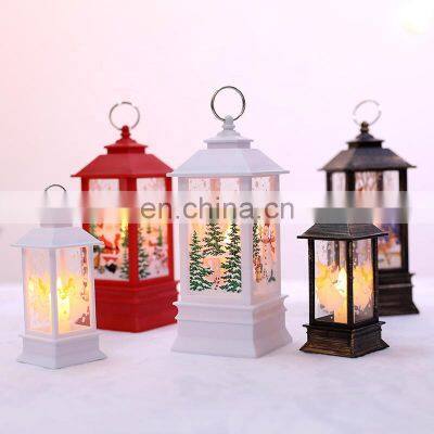 Christmas LED Lampion Flame Lamp Portable Small Lantern LED Plastic Lantern for Holiday Decoration