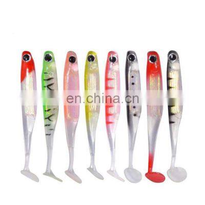 Amazon 3pcs/lot 5g 105mm T Tail Soft Fish Swim baits Plastic Artificial PVC Soft Lures Fish 3D Rainbow Hollow Fish Bait