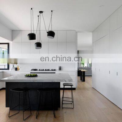 Single&Marble Grain Quartz Stone Gray Lacquer Kitchen Cupboard Modular Kitchen Cabinets