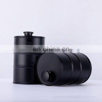 Creative Gift Box Engraved Round Variety Shots Oil Drum Liquor Men Black Stainless Steel Hip Flasks photo-3