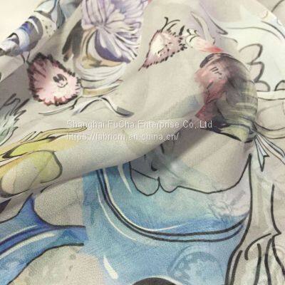 digital  printing fabric customize printed polyester fabric chiffon textile