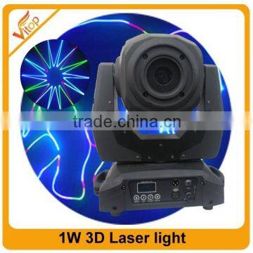 2015 New !! laser rgb 1w RGB 3D animation moving head light