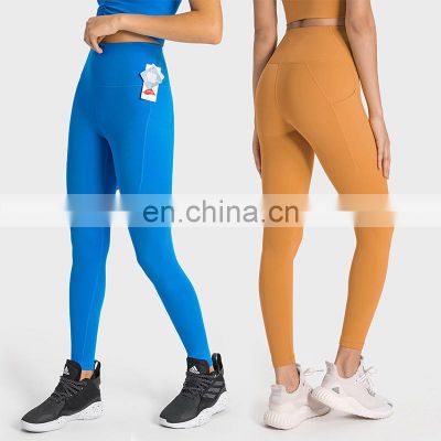 High Quality Fabric Lycra Spandex High Waist Yoga Leggings Workout Running Fitness Wear Peach Hip Gym Tight Pants For Women