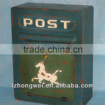 Hongwei Handmade Vintage Antique Green Wooden Mailbox/Letter Box/Post Box for Home&Garden Decor,Wall Mounted,High Quality