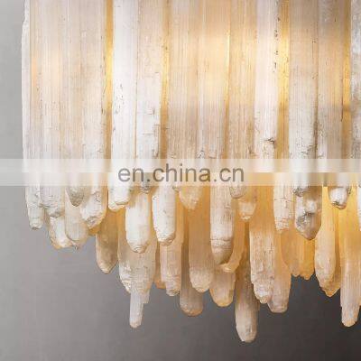 Classic European and American Style Round Selenite Crystal Chandelier for Home and Hotel Decoration Lighting
