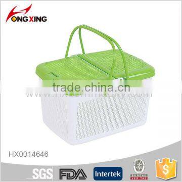 Hot Sale Kitchenware Rectanger Handle Pinic Plastic Storage Basket photo-2